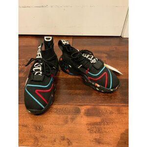 TSFD Black Mid-Top Top Sock Sneakers w/ Splatter Soles, Size 7 (US) 38 (EU)